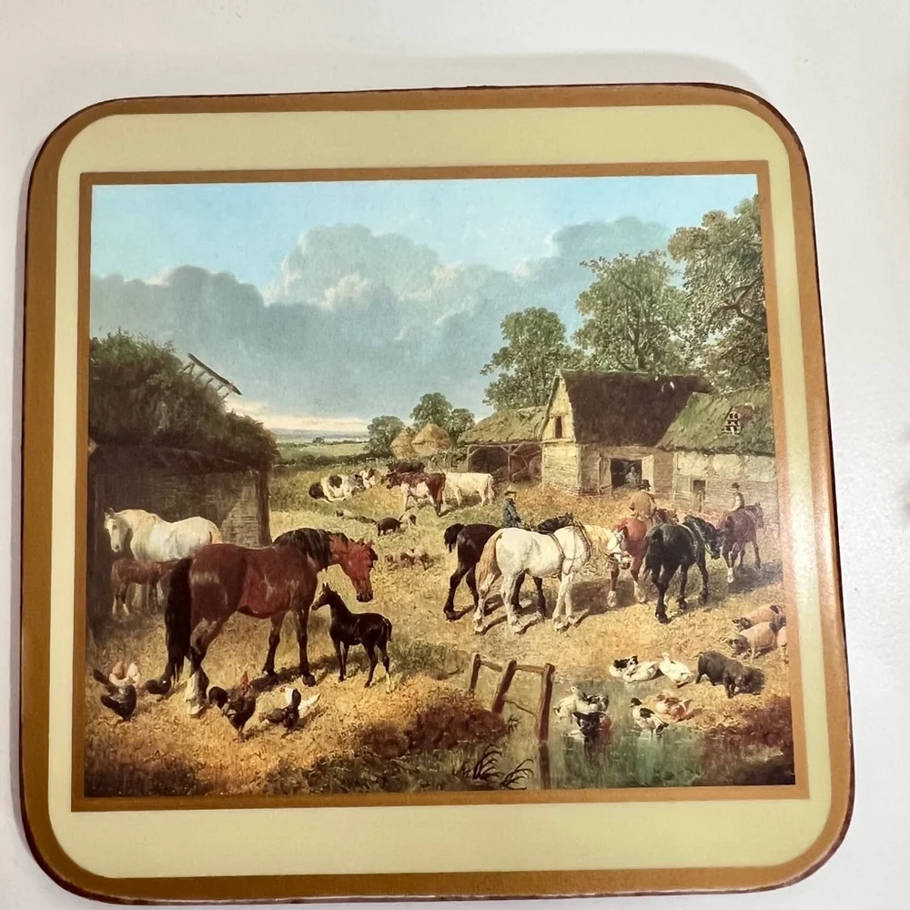 Vintage Pimpernel Coasters, 6pcs, Horses, Beige‎